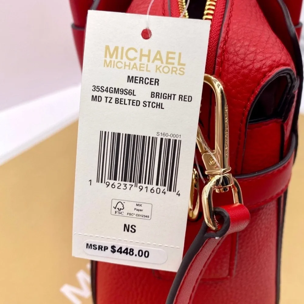 Michael Kors Mercer Satchel Crossbody Bright Red